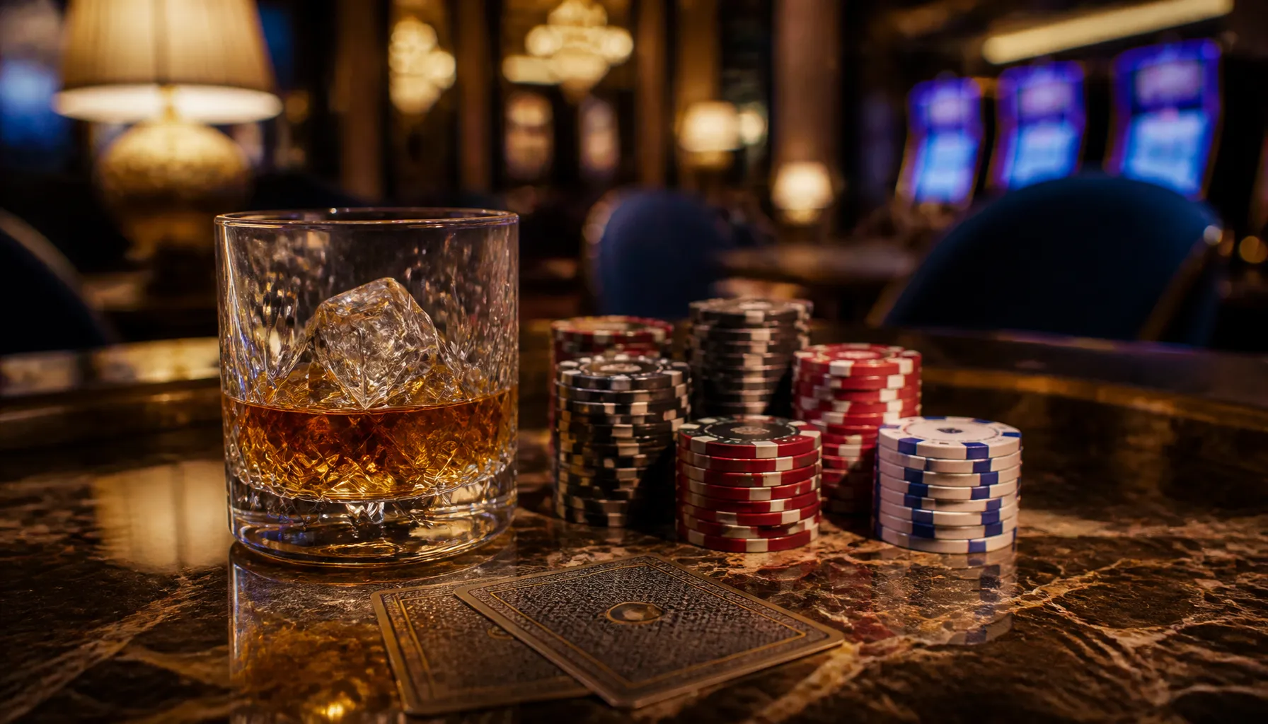 Close-up of gleaming interlocked gold rings spinning on a dark velvet surface with warm cinematic casino lighting