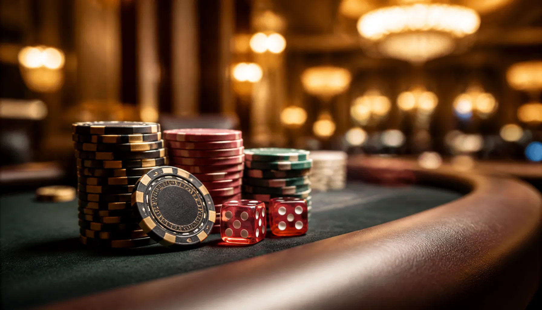 Close-up of gleaming interlocked gold rings spinning on a dark velvet surface with warm cinematic casino lighting